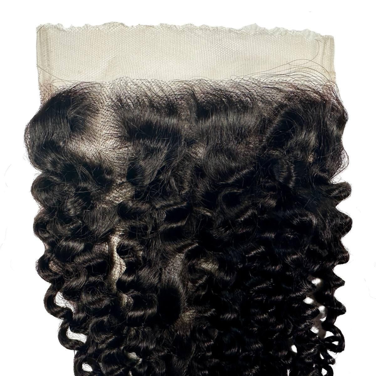 Kinky Curly 7x7 HD Lace Closure - lace hairline with curls close-up