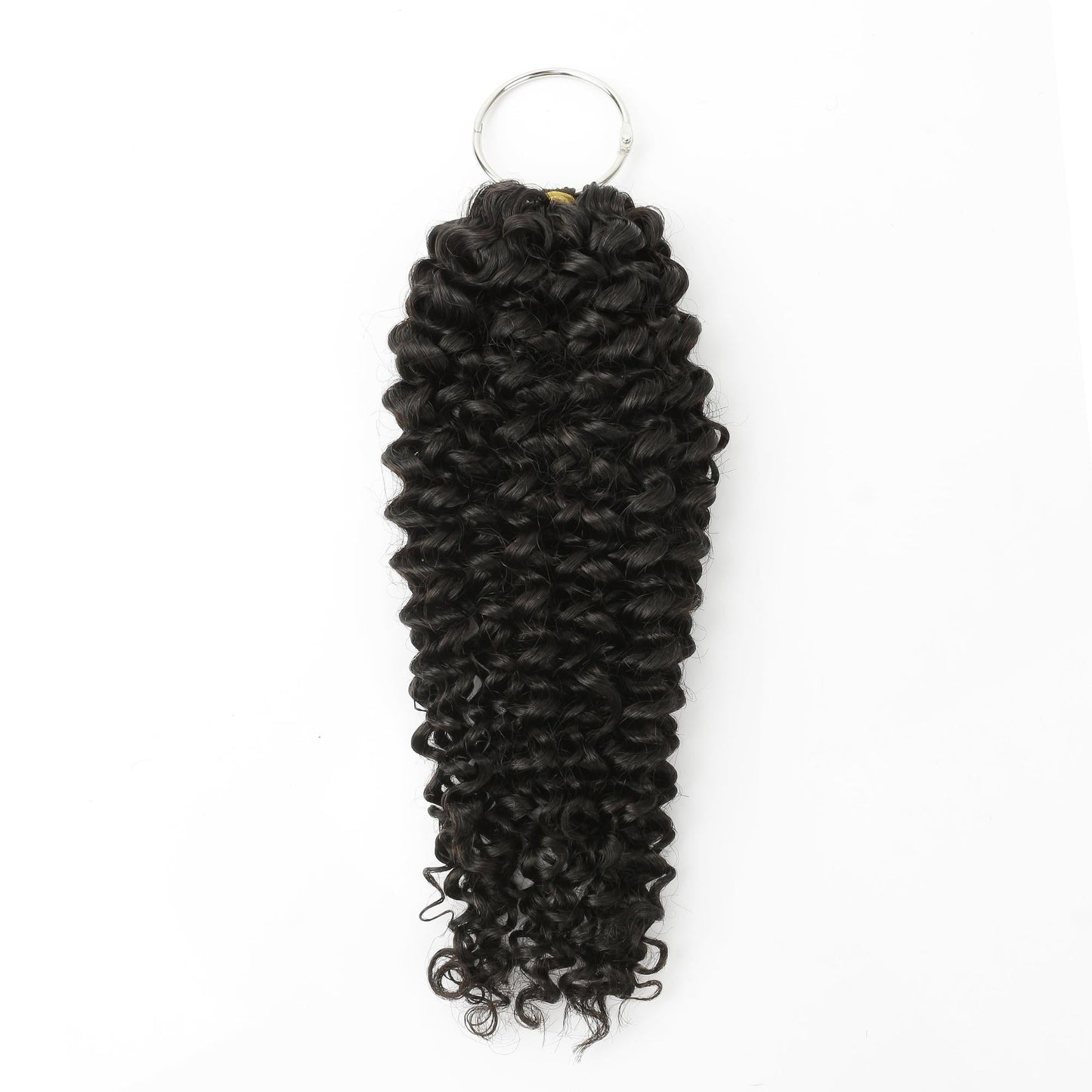 16" Kinky Curly Feather Crochet - bundle on ring, full length