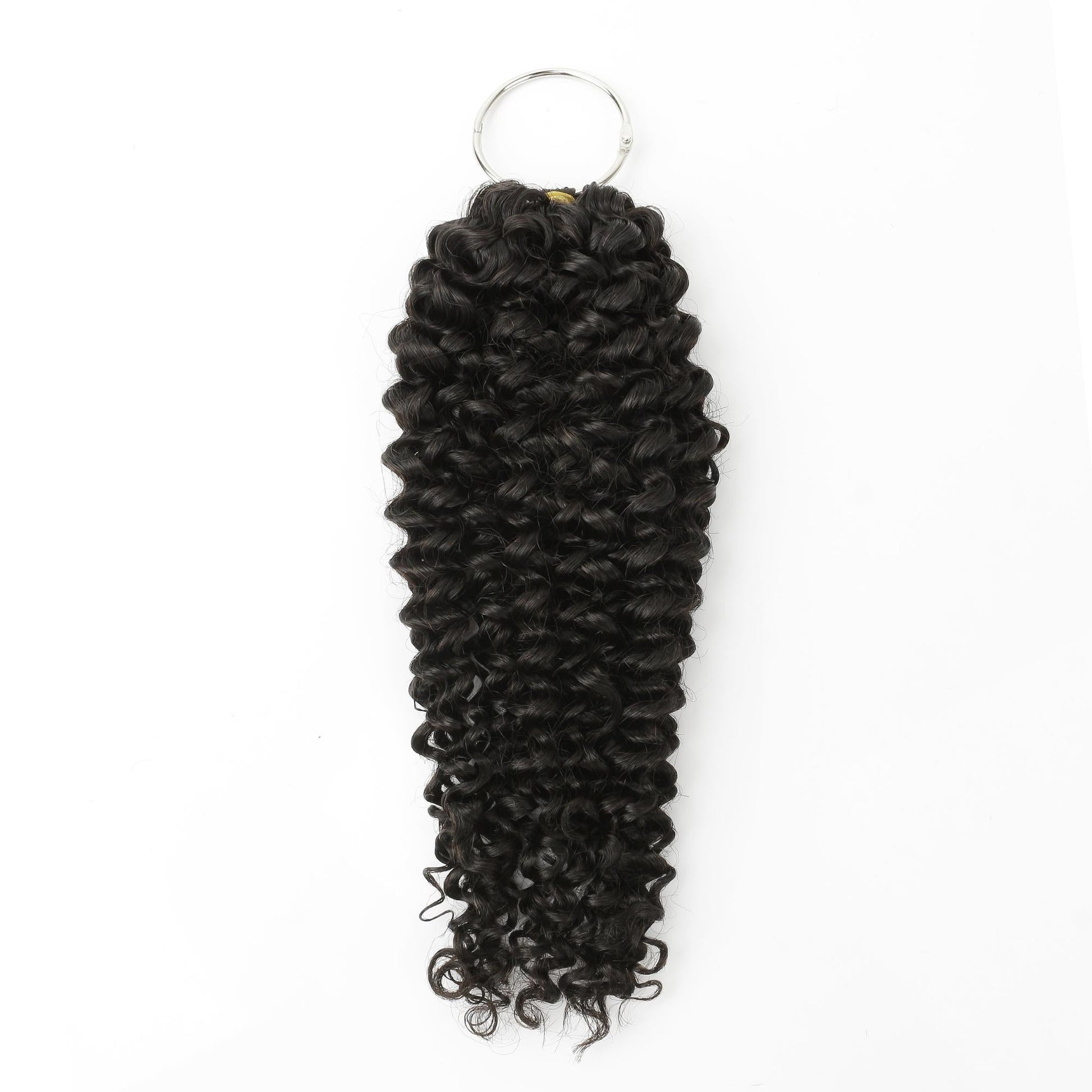 16" Kinky Curly Feather Crochet - bundle on ring, full length