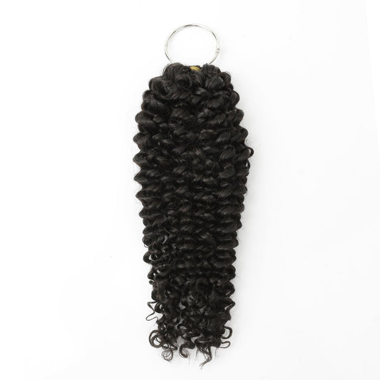 16" Kinky Curly Feather Crochet - bundle on ring, full length