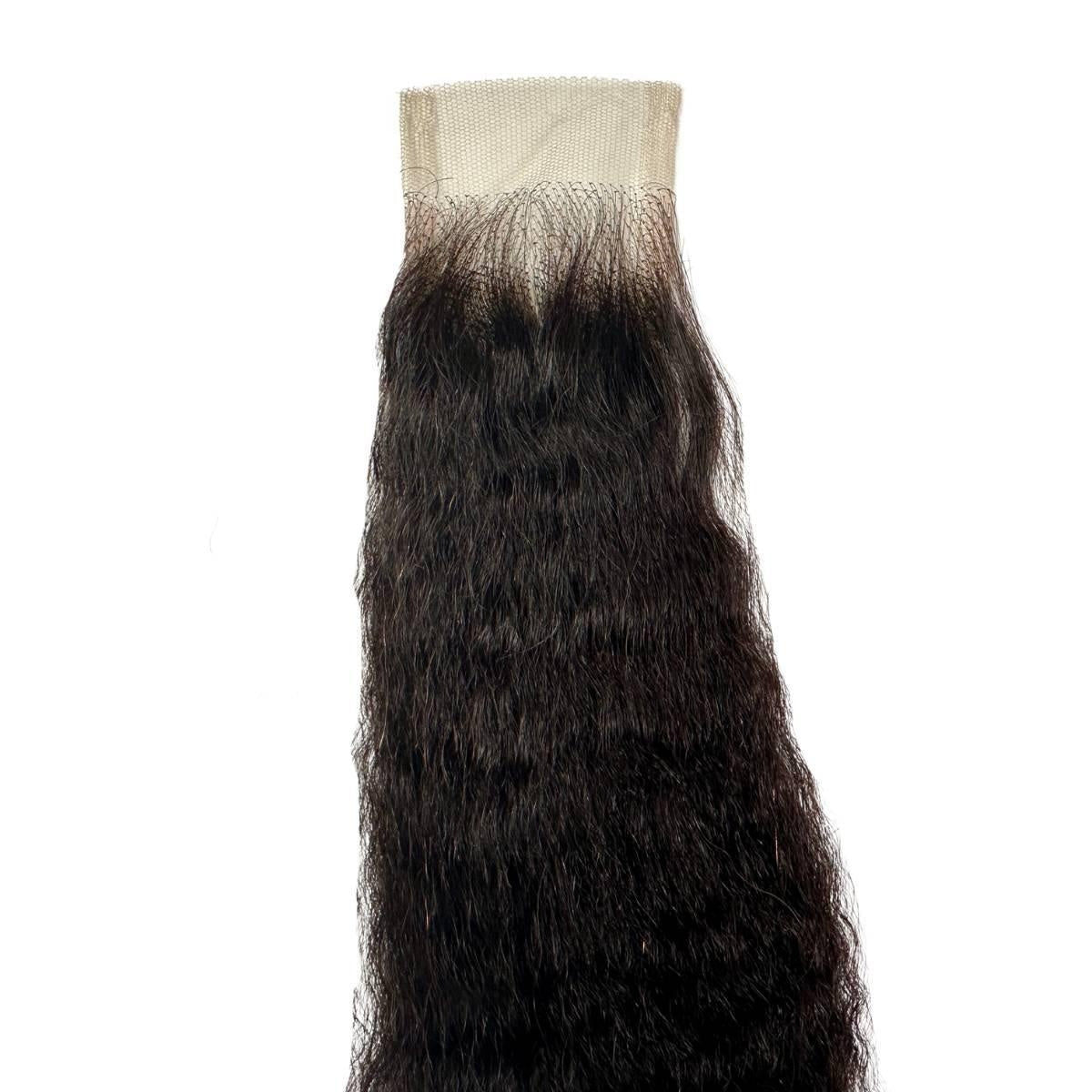 Kinky Straight 2x6 HD Lace Closure - front view, hair texture down