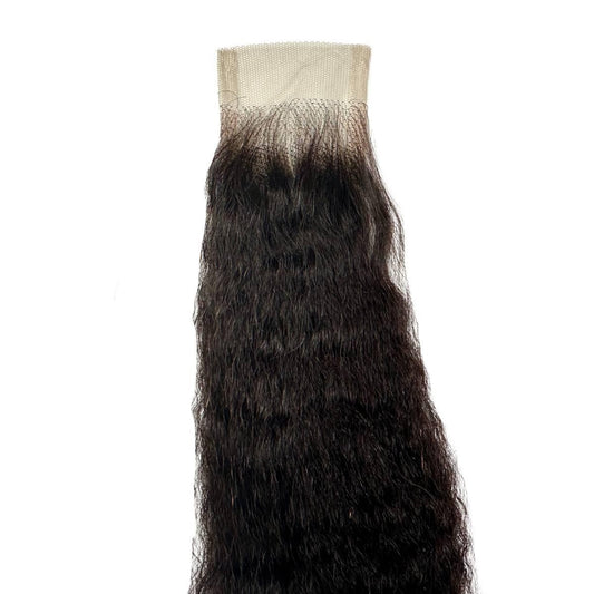 Kinky Straight 2x6 HD Lace Closure - front view, hair texture down