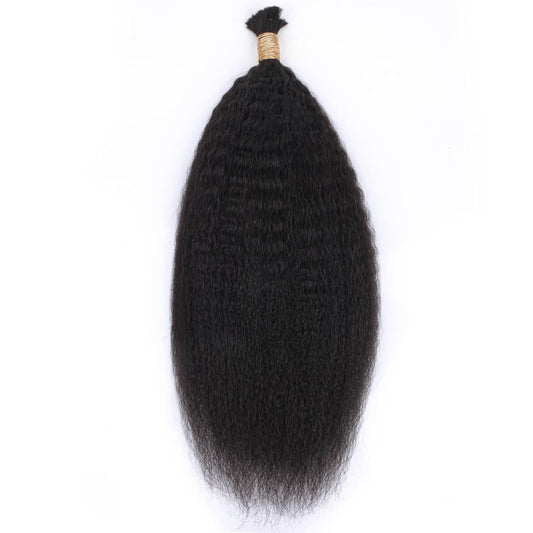 Hair Extensions - Kinky Straight Bulk Human Braiding Hair - Natural Black (1B) - single bundle full length