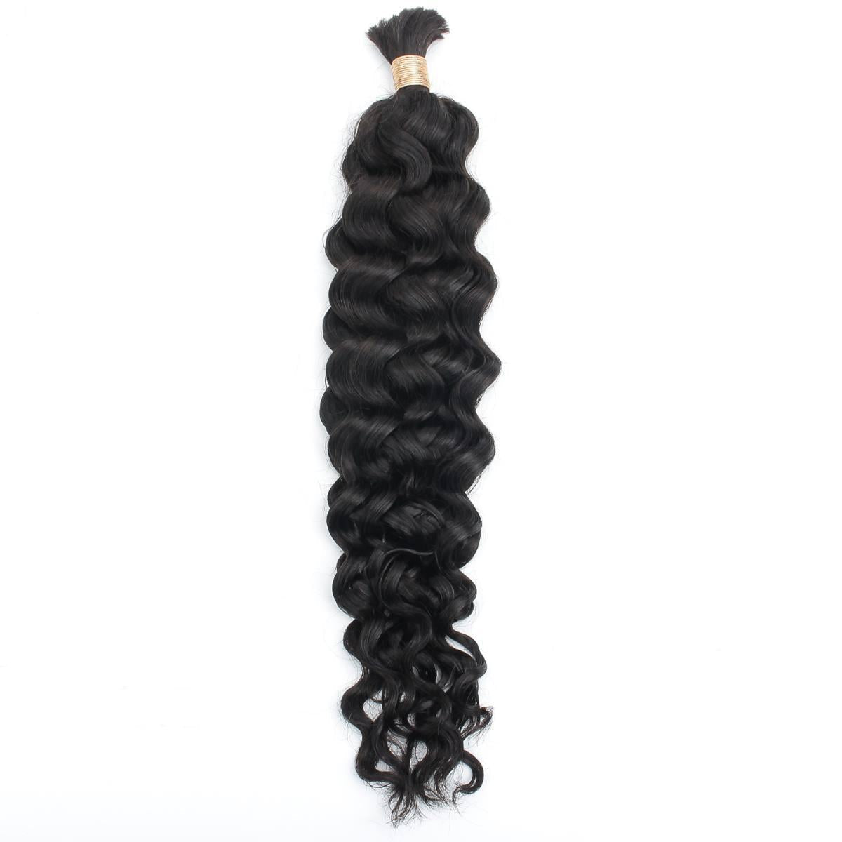 Hair Extensions - Latin Wave Bulk Human Braiding Hair - Natural Black (1B) - single bundle full length