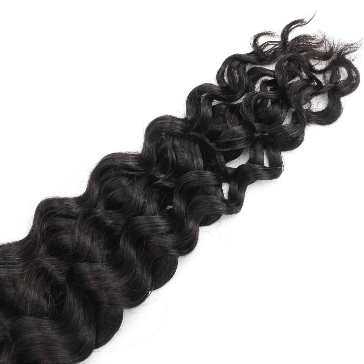 Hair Extensions - Latin Wave Bulk Human Braiding Hair - Natural Black (1B) - wave pattern and ends close-up