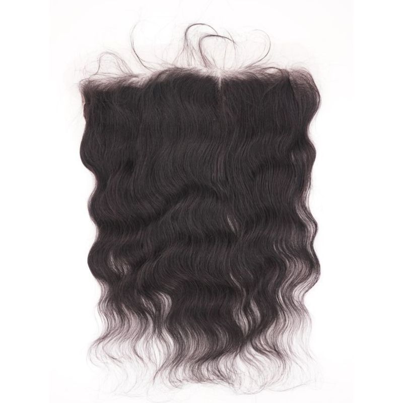 Hair Extensions - Loose Wave 13x4 HD Lace Frontal - Natural Black (1B) - frontal piece laid flat