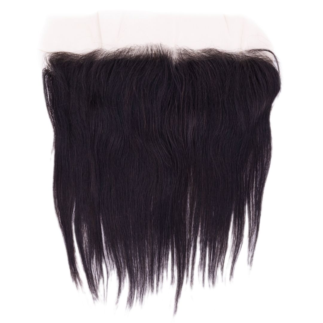 Hair Extensions - Malaysian Silky Straight 13x4 Transparent Frontal - Natural Black (1B) - frontal laid flat