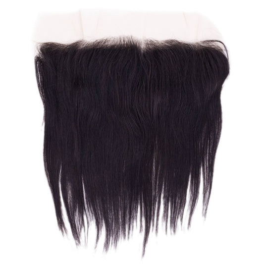 Hair Extensions - Malaysian Silky Straight 13x4 Transparent Frontal - Natural Black (1B) - frontal laid flat