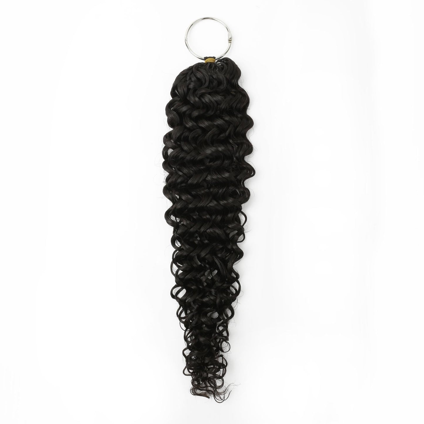 20" Ocean Wave Feather Crochet - full length on display ring