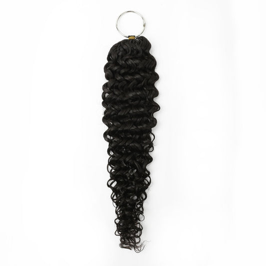 20" Ocean Wave Feather Crochet - full length on display ring