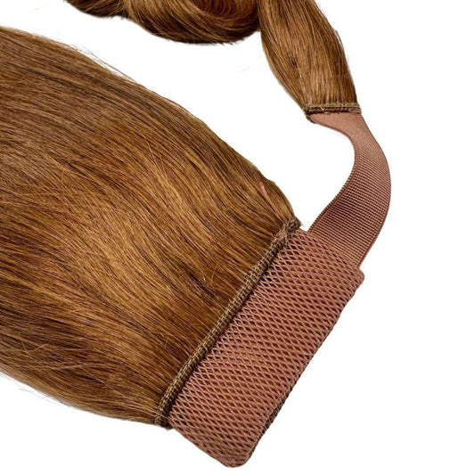 Hair Extensions - Ponytail - Auburn (30) - wrap-around band and mesh base detail
