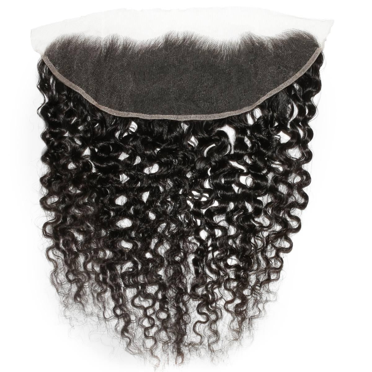 Raw Burmese Curly 13x4 HD Lace Hair Frontal - lace base detail with parting