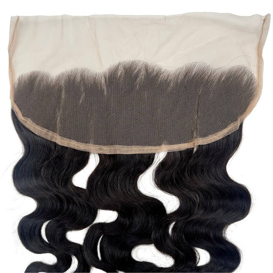 Hair Extensions - Raw Vietnamese Body Wave 13x4 Swiss Frontal - Natural Black (1B) - lace hairline detail