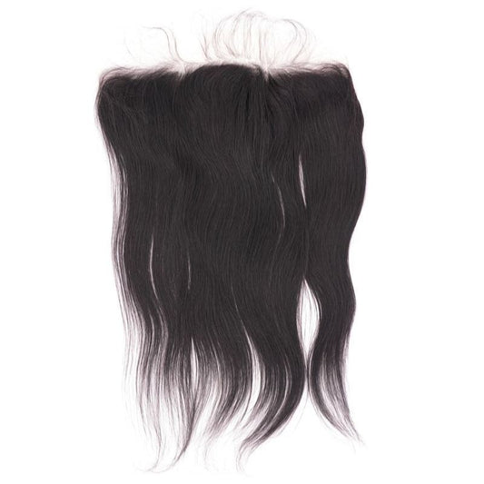 Hair Extensions - Straight 13x4 HD Lace Frontal - Natural Black (1B) - frontal piece laid flat with lace