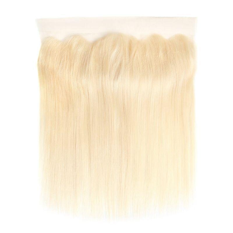 Hair Extensions - Straight 13x4 Transparent Frontal - Blonde (613) - frontal piece laid flat