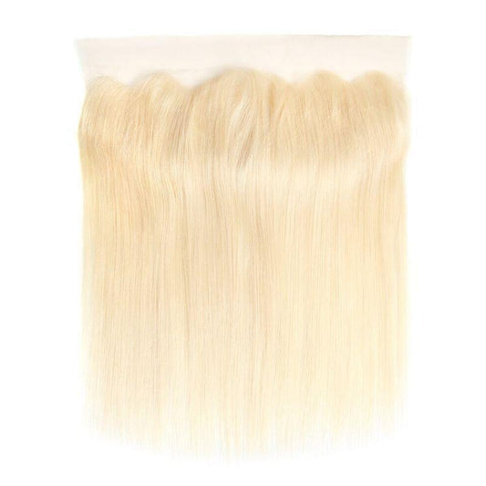 Hair Extensions - Straight 13x4 Transparent Frontal - Blonde (613) - frontal piece laid flat