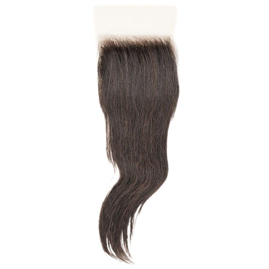 Hair Extensions - Straight 3.5x4 Transparent Closure Vietnamese - Natural Black (1B) - closure piece top view