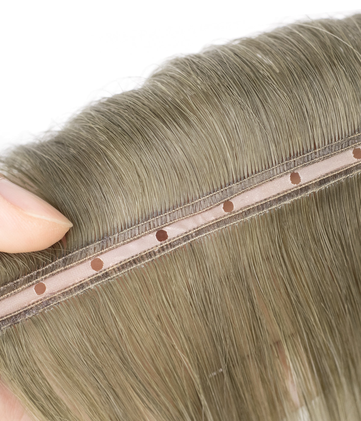 Twin Tabs Butterfly Genius Weft - 100% Virgin Human Hair Extensions - weft top showing the twin-tab design