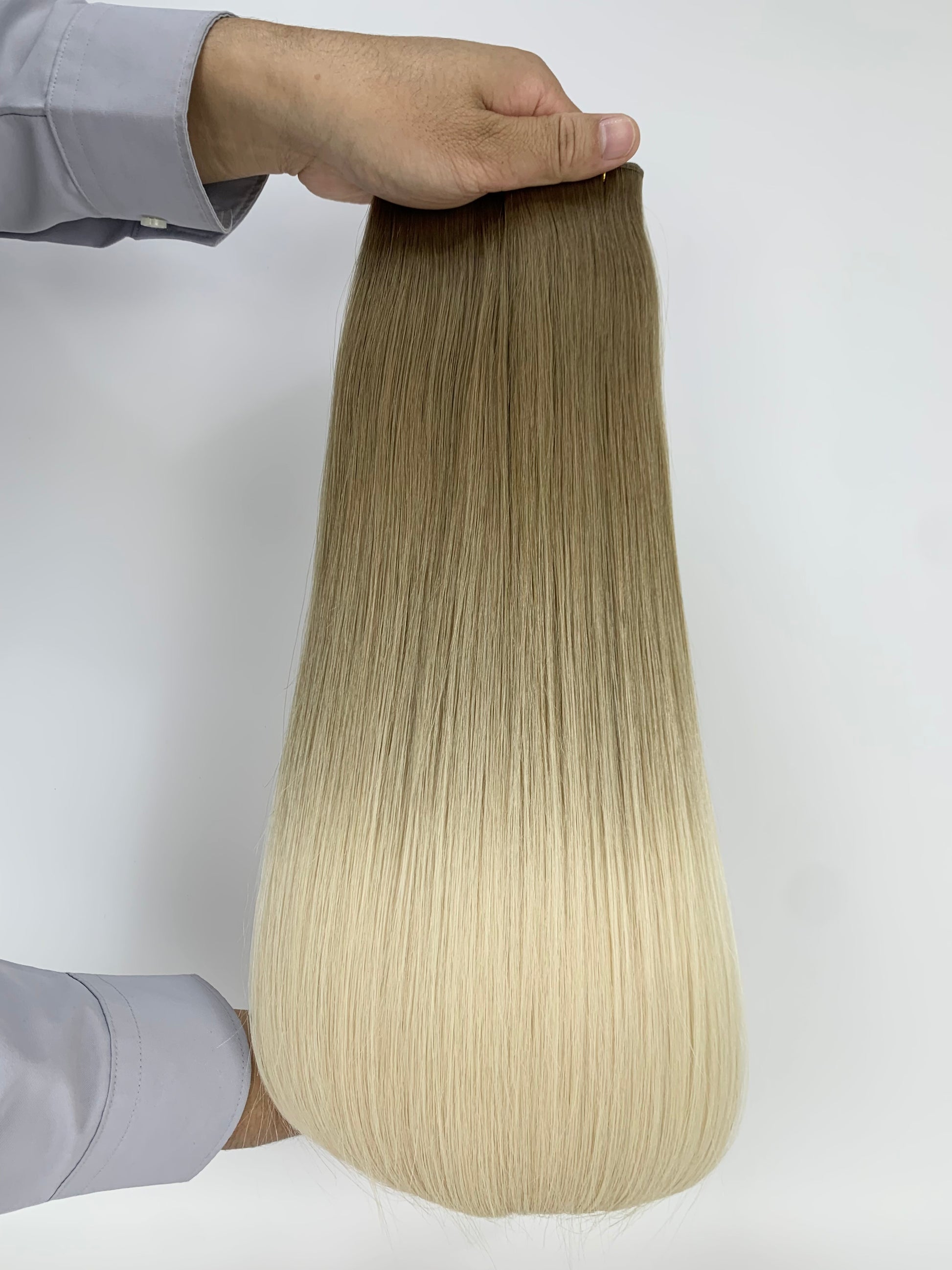 Twin Tabs Butterfly Genius Weft - 100% Virgin Human Hair Extensions - blonde balayage (#TPD) color swatch