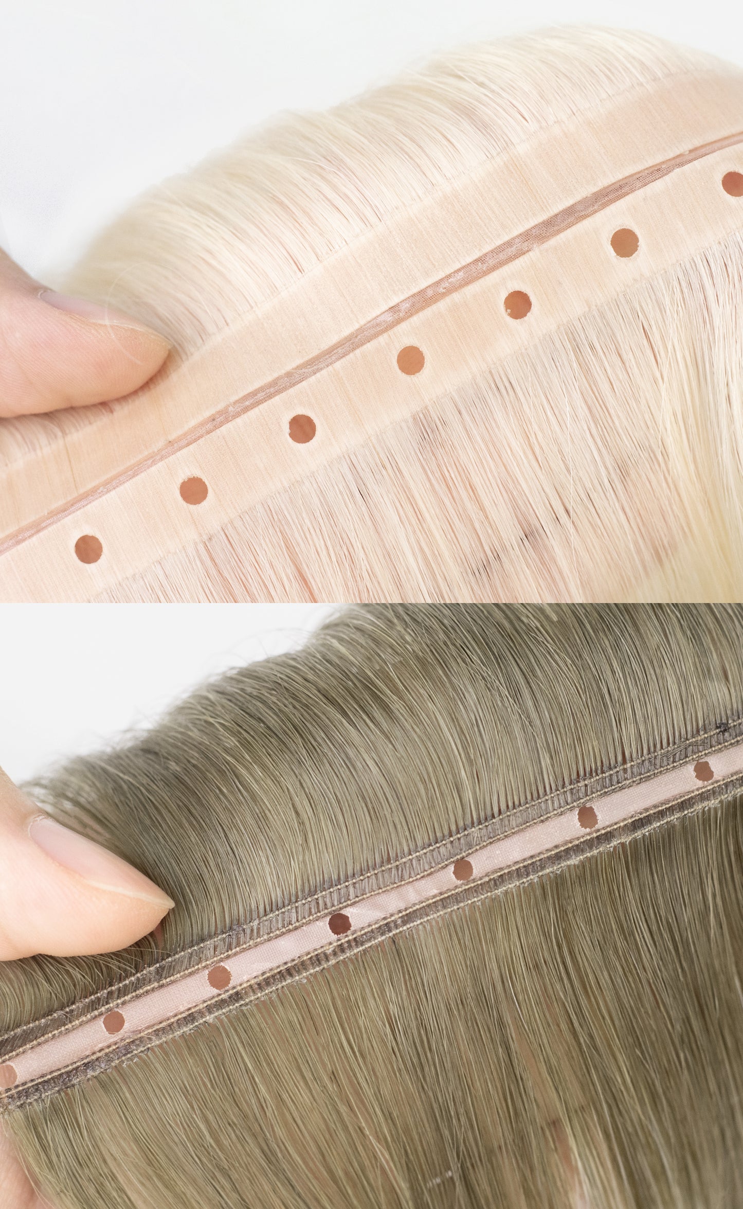 Twin Tabs Butterfly Genius Weft - 100% Virgin Human Hair Extensions - full weft construction view