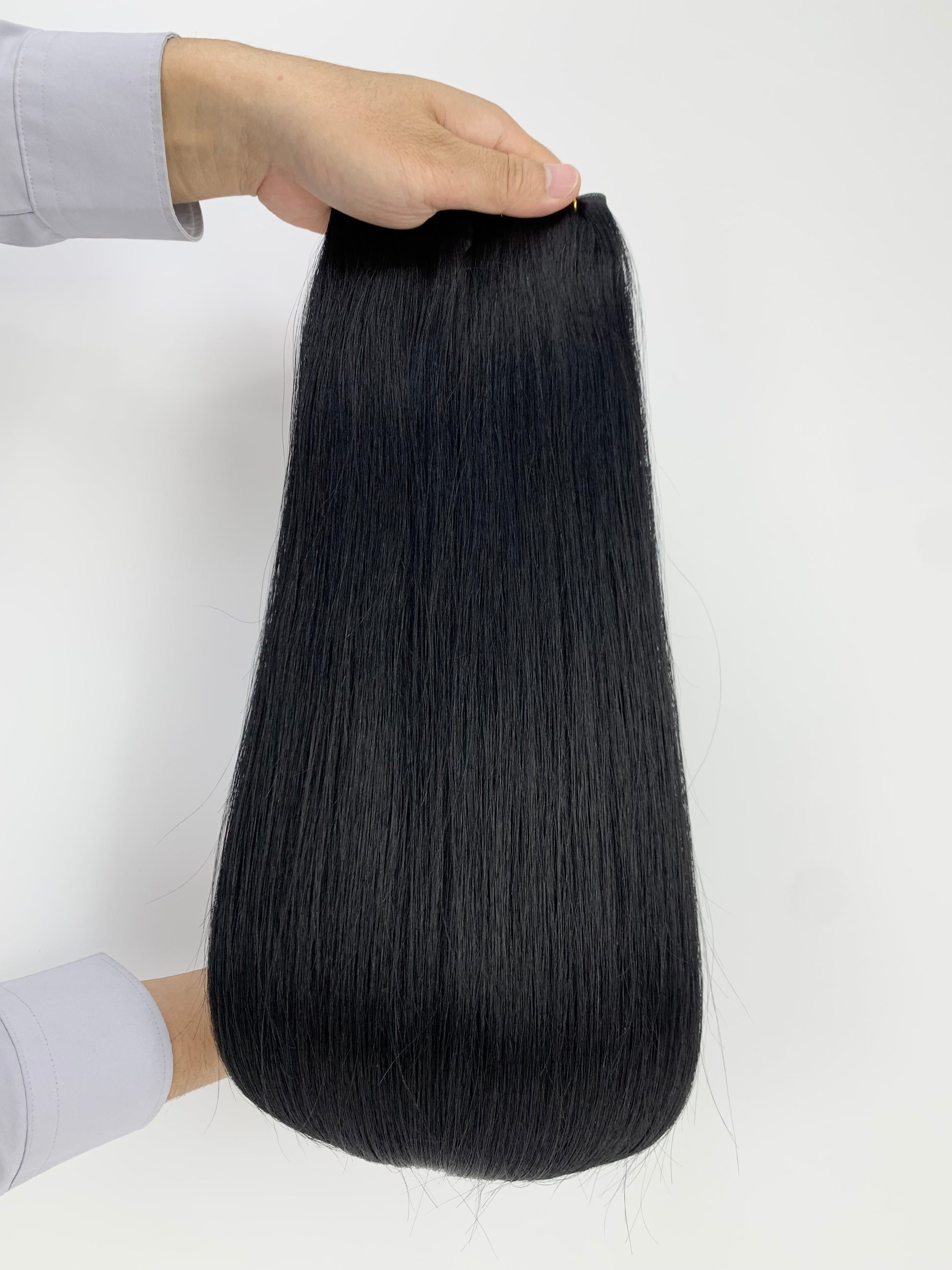 Twin Tabs Butterfly Genius Weft - 100% Virgin Human Hair Extensions - jet black (#1) color swatch