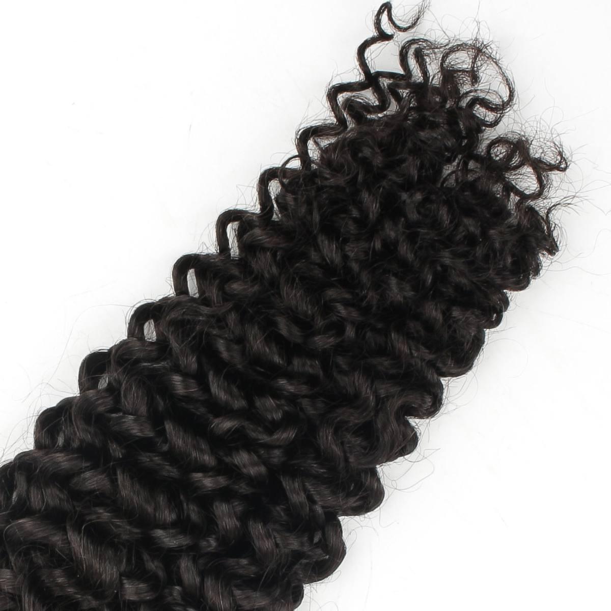 Hair Extensions - Water Wave Bulk Human Braiding Hair - Natural Black (1B) - wave pattern texture close-up