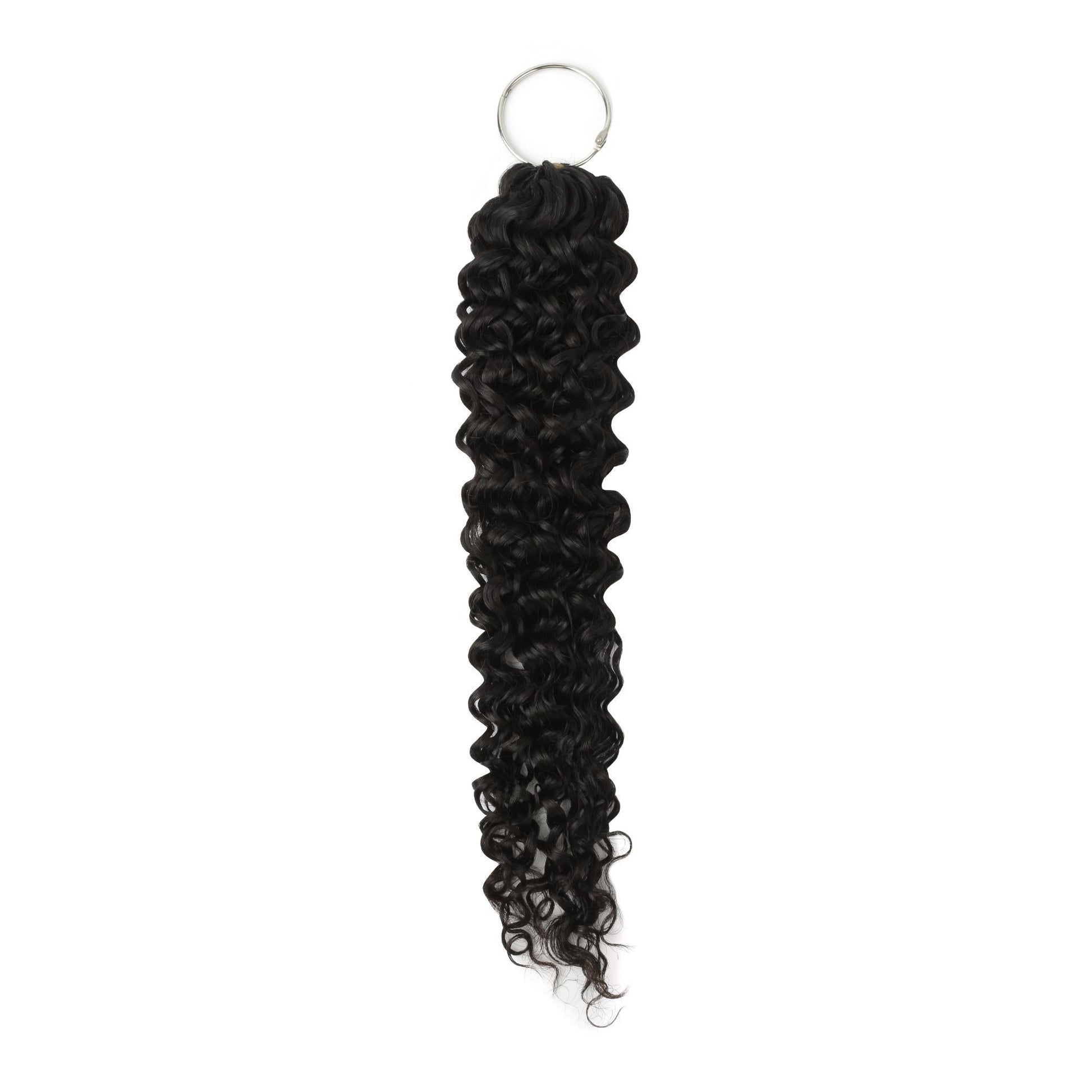 20" Water Wave Feather Crochet - full length on swatch ring