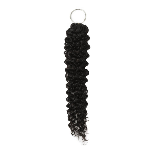 20" Water Wave Feather Crochet - full length on swatch ring