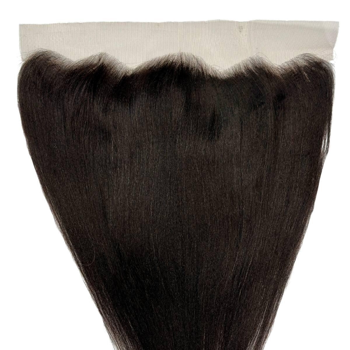 Yaki Straight 13x4 Transparent Lace Frontal - lace hairline close-up, straightened