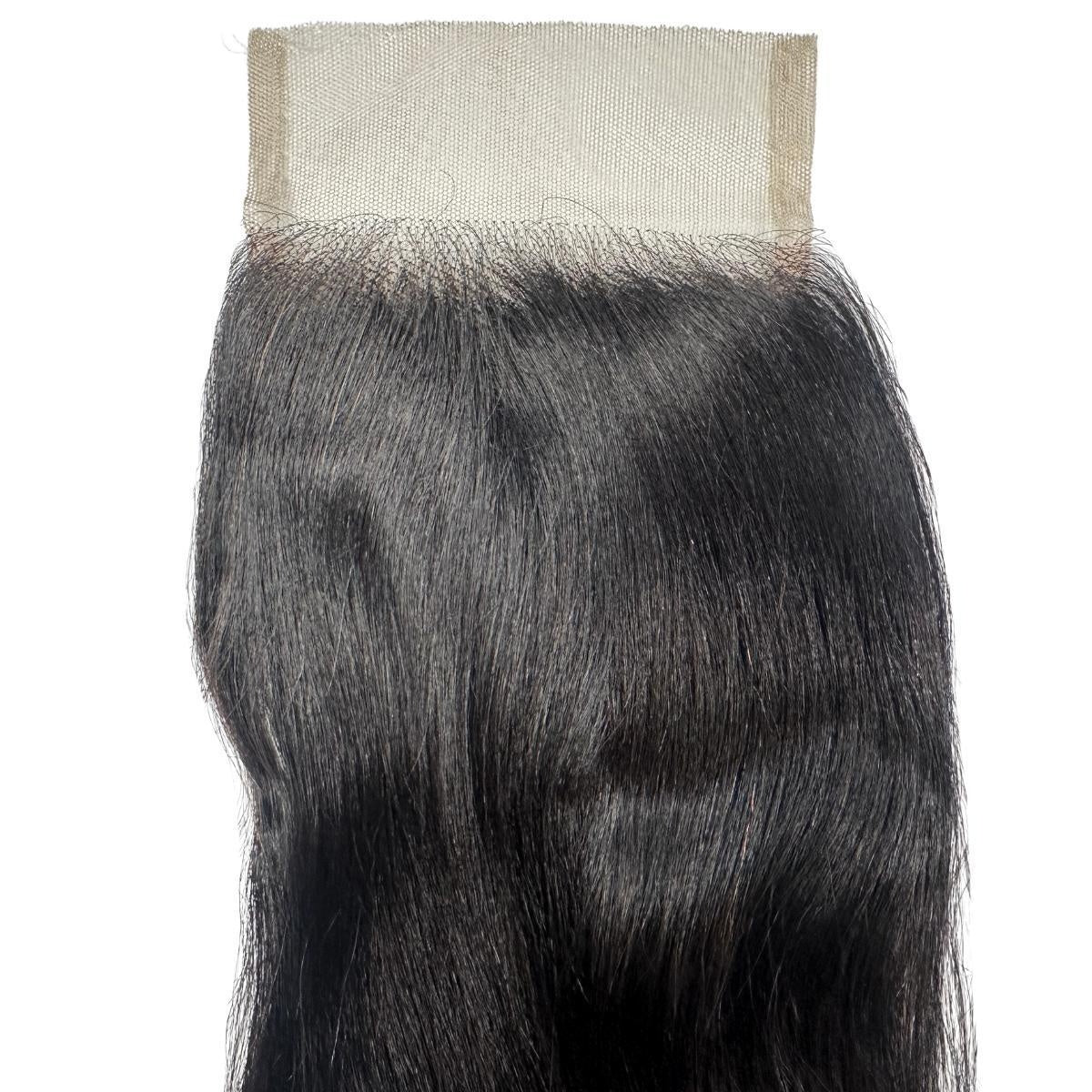 Yaki Straight 4x4 Transparent Lace Closure - lace closure with hair attached