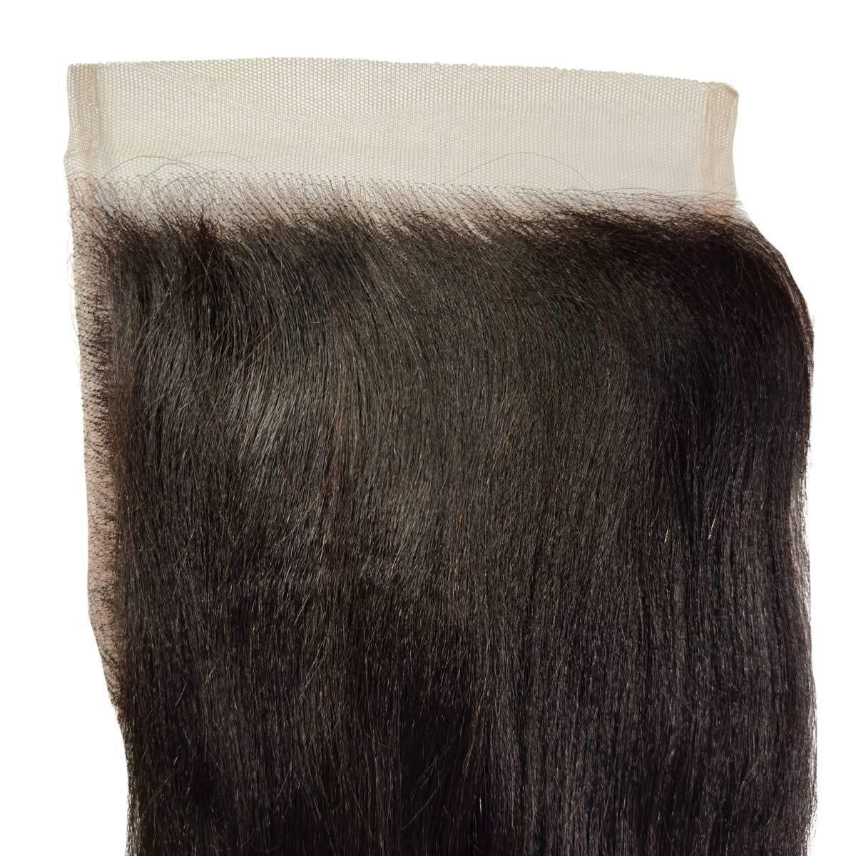 Yaki Straight 6x6 HD Lace Hair - lace top with hair texture close-up