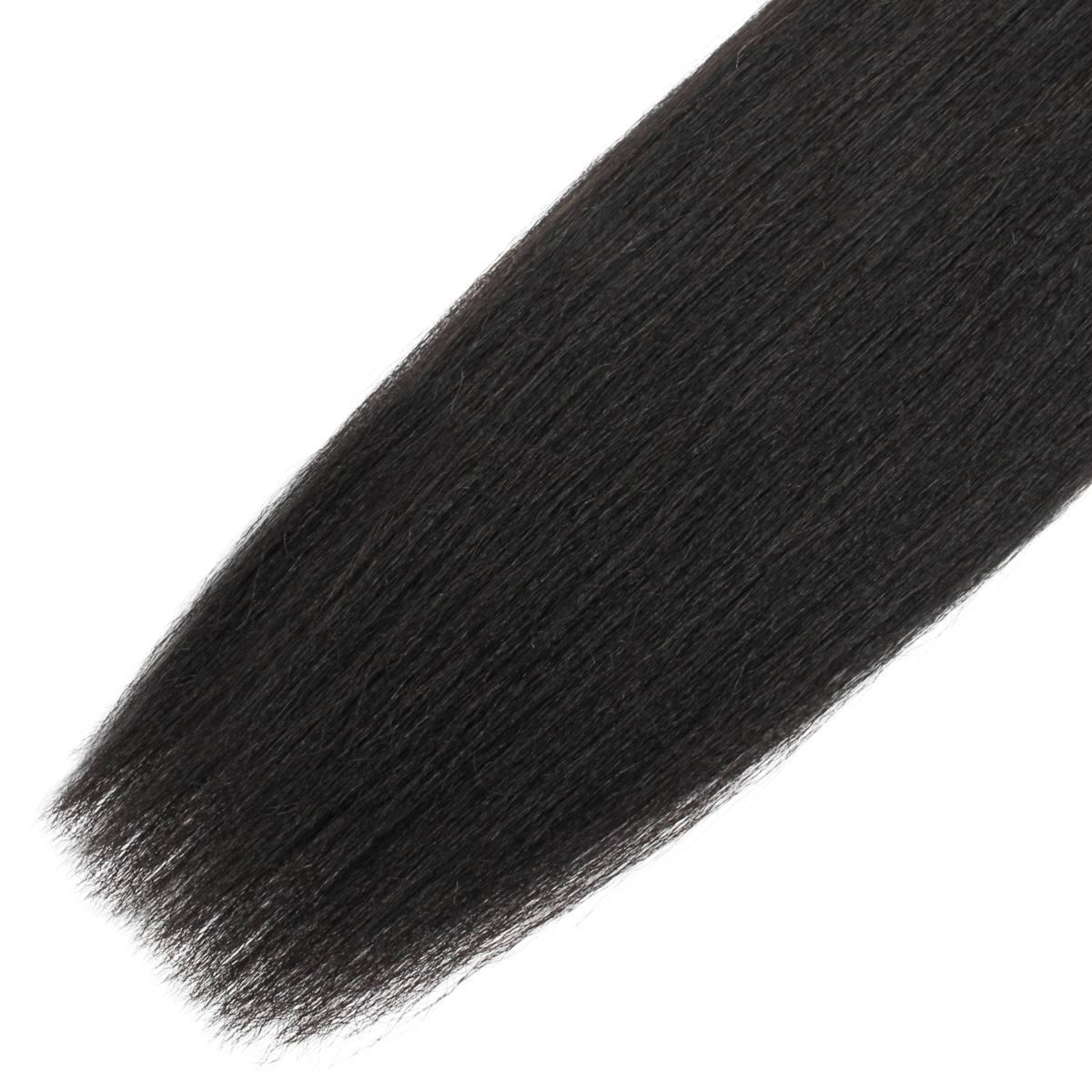Hair Extensions - Yaki Straight Bulk Human Braiding Hair - Natural Black (1B) - straight texture detail close-up
