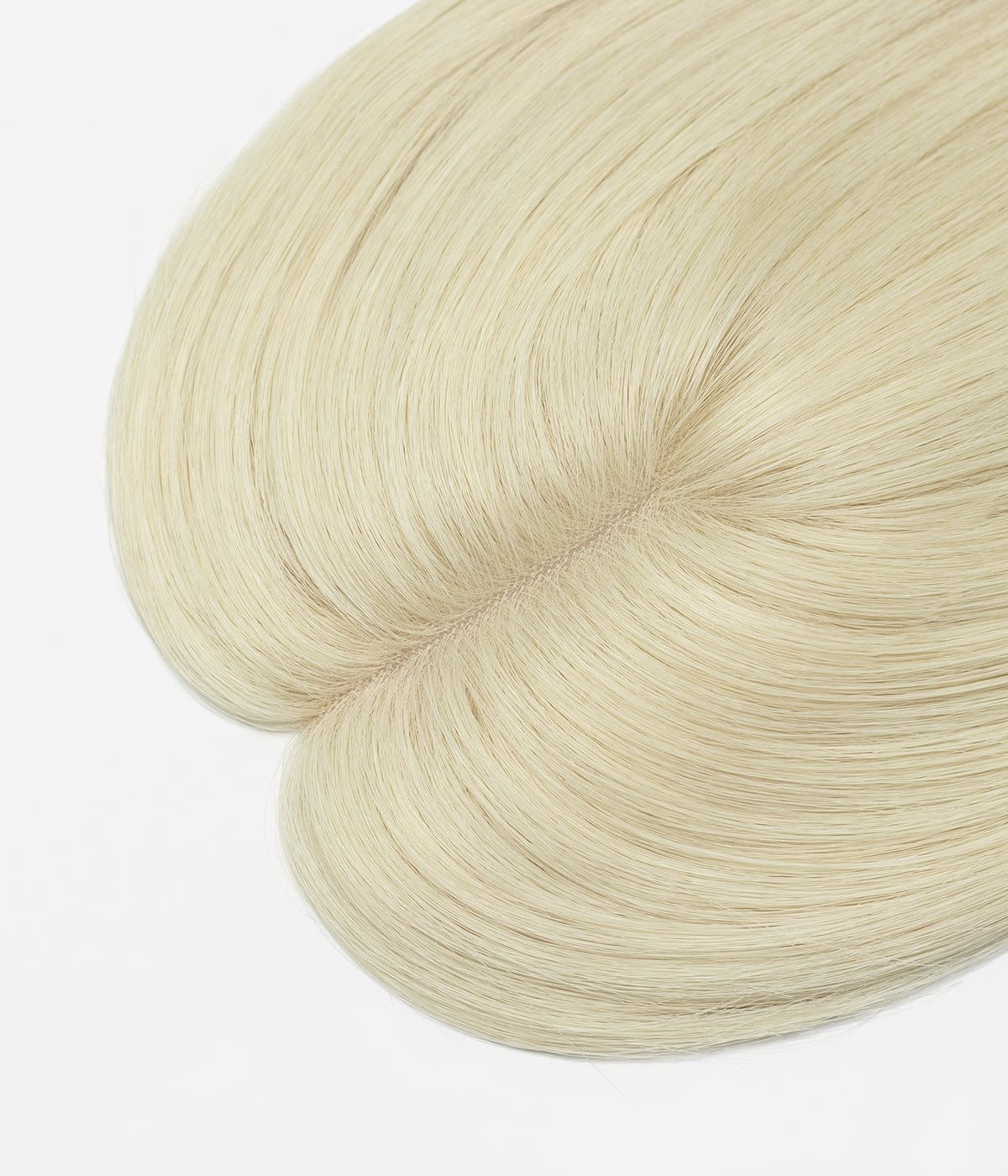 Bead-In Human Hair Topper - Mono Base 3x5 - blonde hair texture and crown close-up
