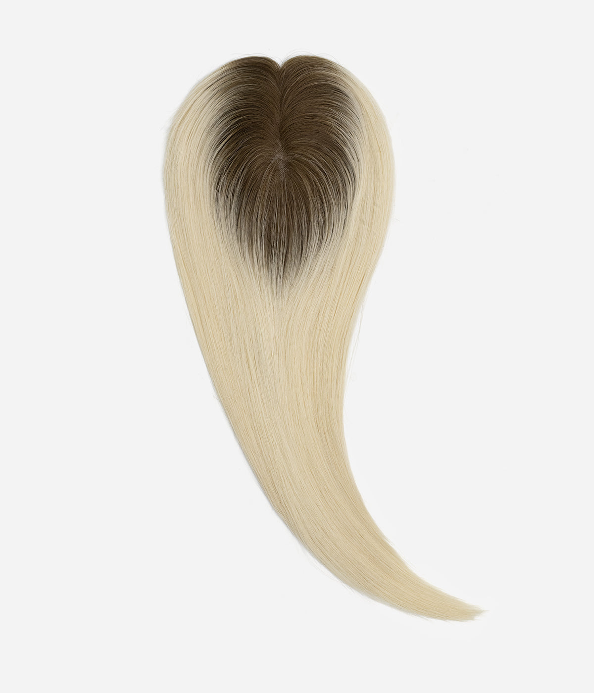 Clip-In Human Hair Topper - Full Mono 3x5 in Blonde (#TGI), platinum blonde with brown roots