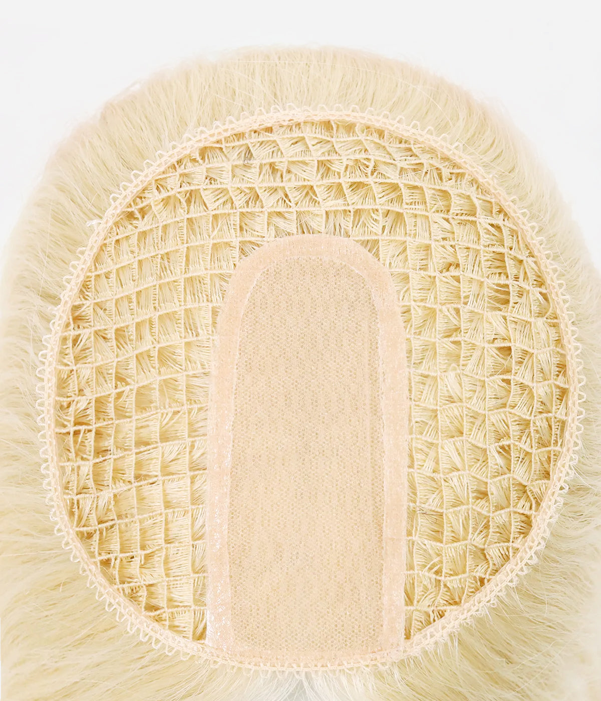 Human Hair Topper - No-Trim Lace 6.5x7 - close-up of silk base and lace cap construction