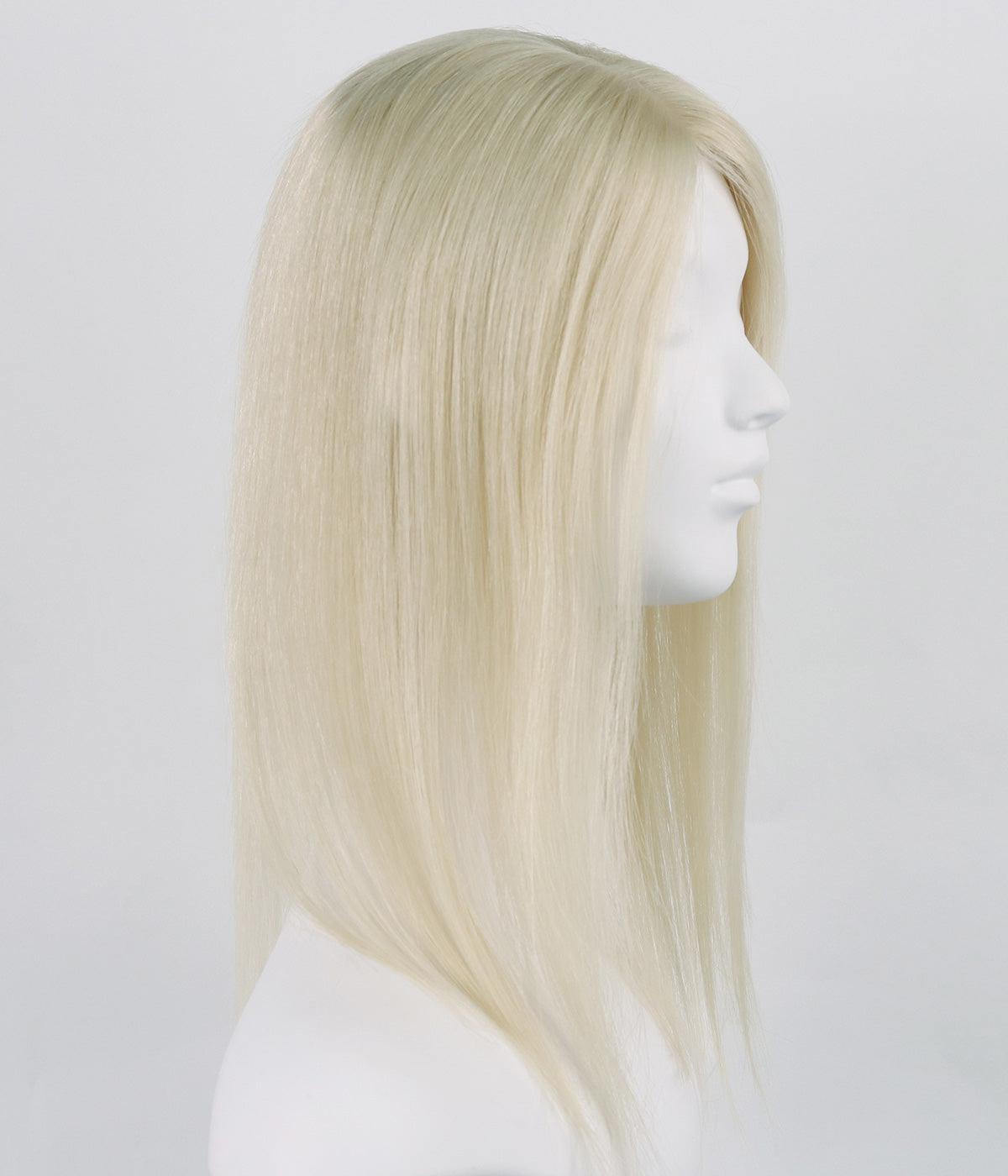 Human Hair Topper - Silk Part with Microline 6x6.5 - Blonde (#613) straight, on mannequin side view