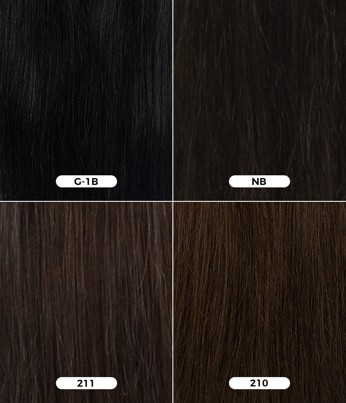 Human Hair Topper - Silk Top with Weft Back 6x6 - color swatch chart of available shades