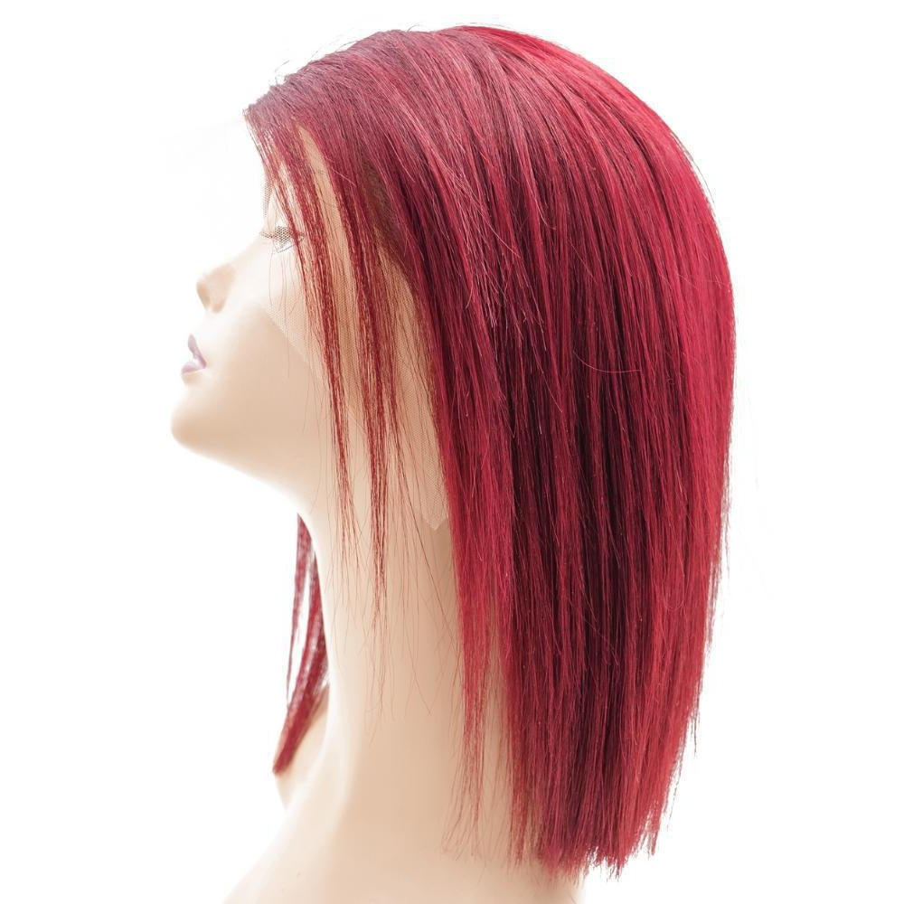 Cherry Red 13x4 Transparent Lace Front Bob Wig - side profile on mannequin