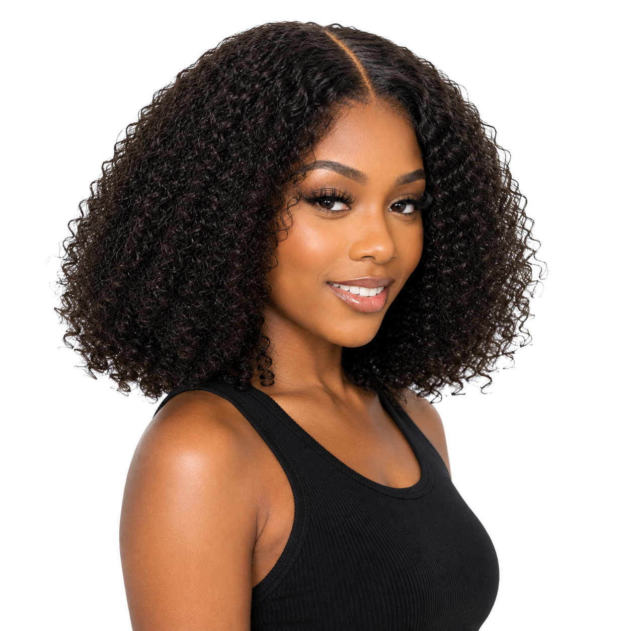Coffee Brown 13x4 Transparent Lace Front Bob Wig - front view on model