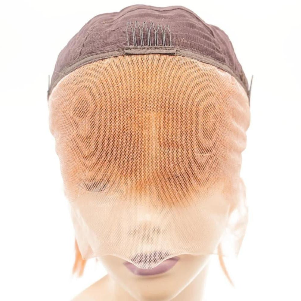 Cinnamon Orange Ginger 13x4 Transparent Lace Front Bob Wig - inside cap, lace front