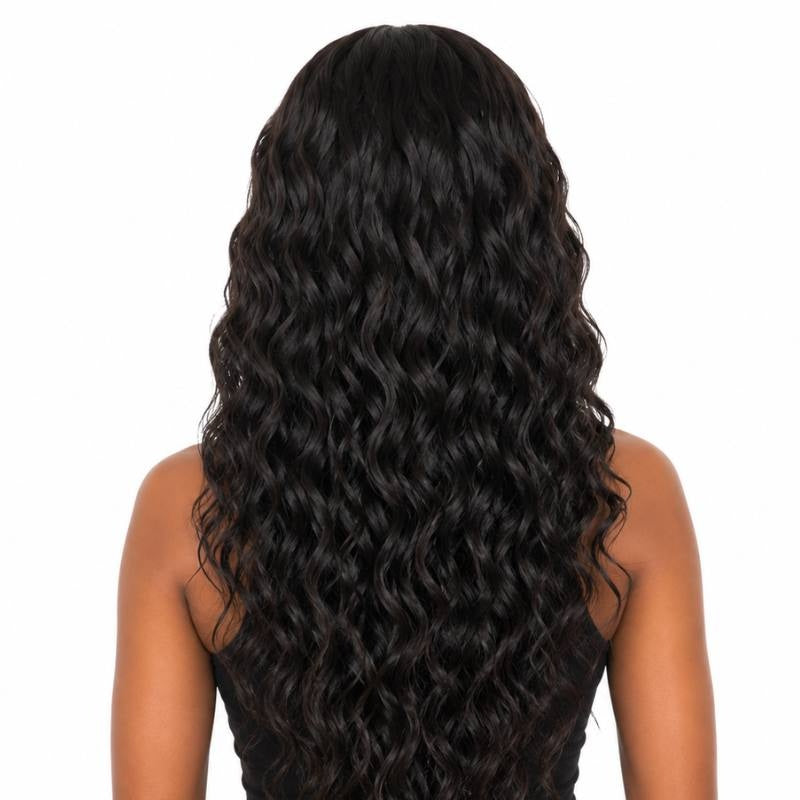 Beach Wave U-Part Wig - back view, full length waves