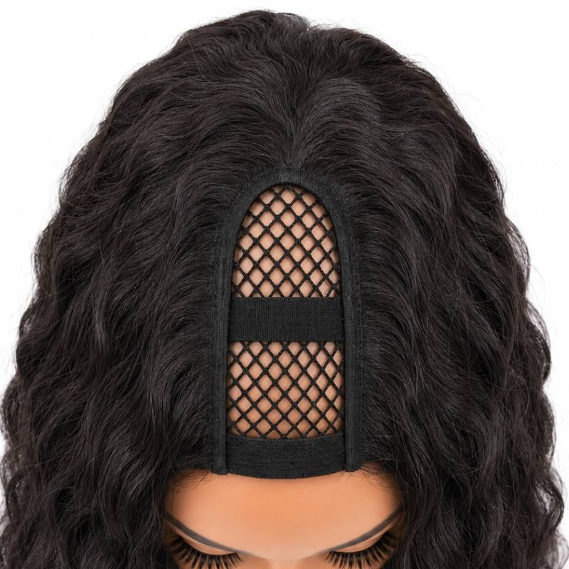 Beach Wave U-Part Wig - u-part opening close-up