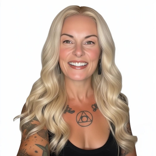 Human Hair Wig - Body Wave 13x4 Transparent Lace Front Wig - Blonde (613) - front view model wearing