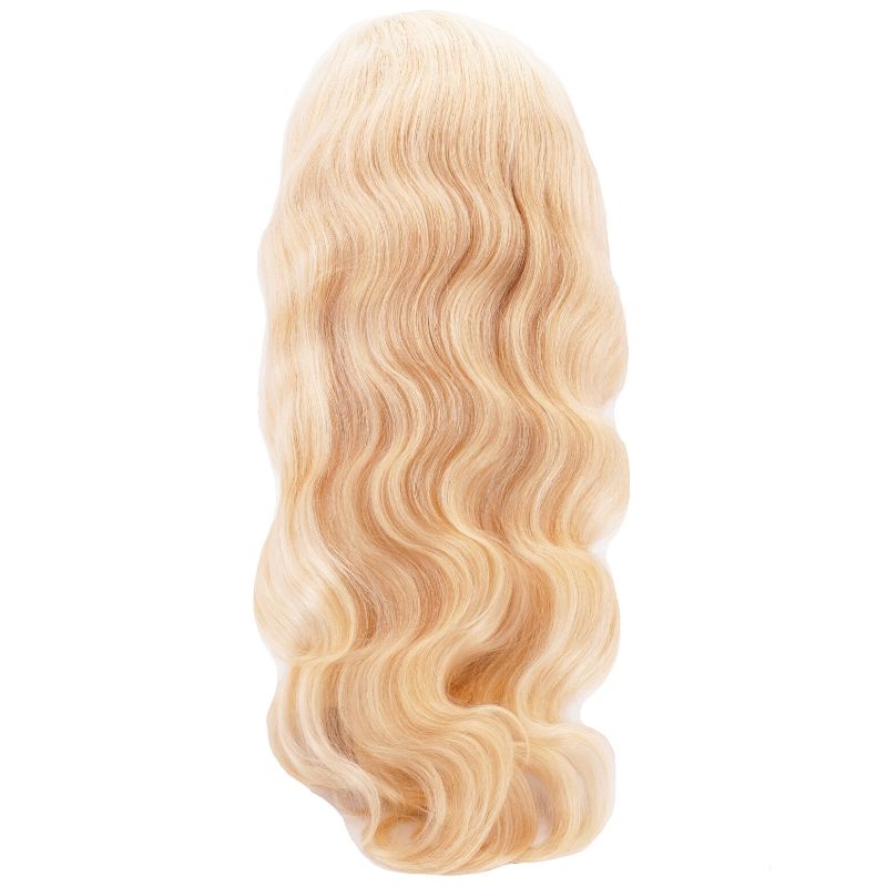 Human Hair Wig - Body Wave 13x4 Transparent Lace Front Wig - Blonde (613) - back view showing length