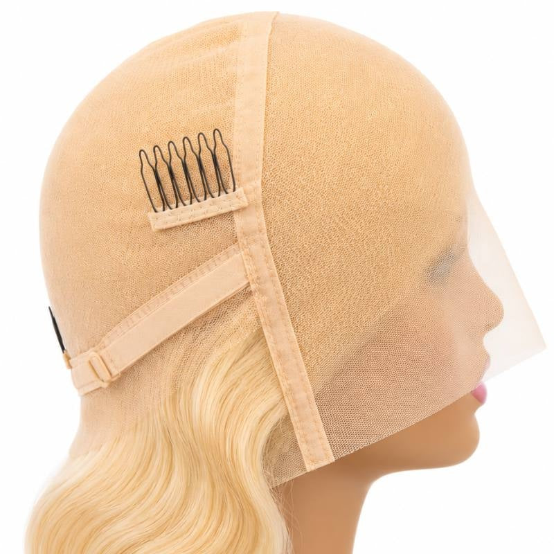 Blonde Body Wave Transparent Full Lace Wig - inside cap side, comb detail