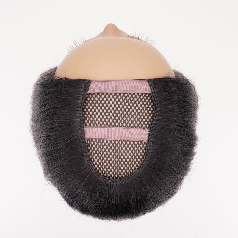 Human Hair Wig - Brazilian Body Wave U-Part Wig - Natural Black (1B) - inside view showing u-part opening and straps