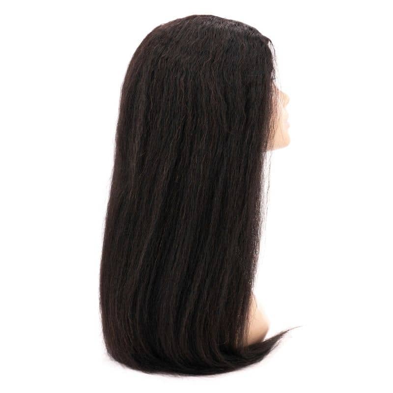 Human Hair Wig - Brazilian Kinky Straight U-Part Wig - Natural Black (1B) - back view on mannequin showing length