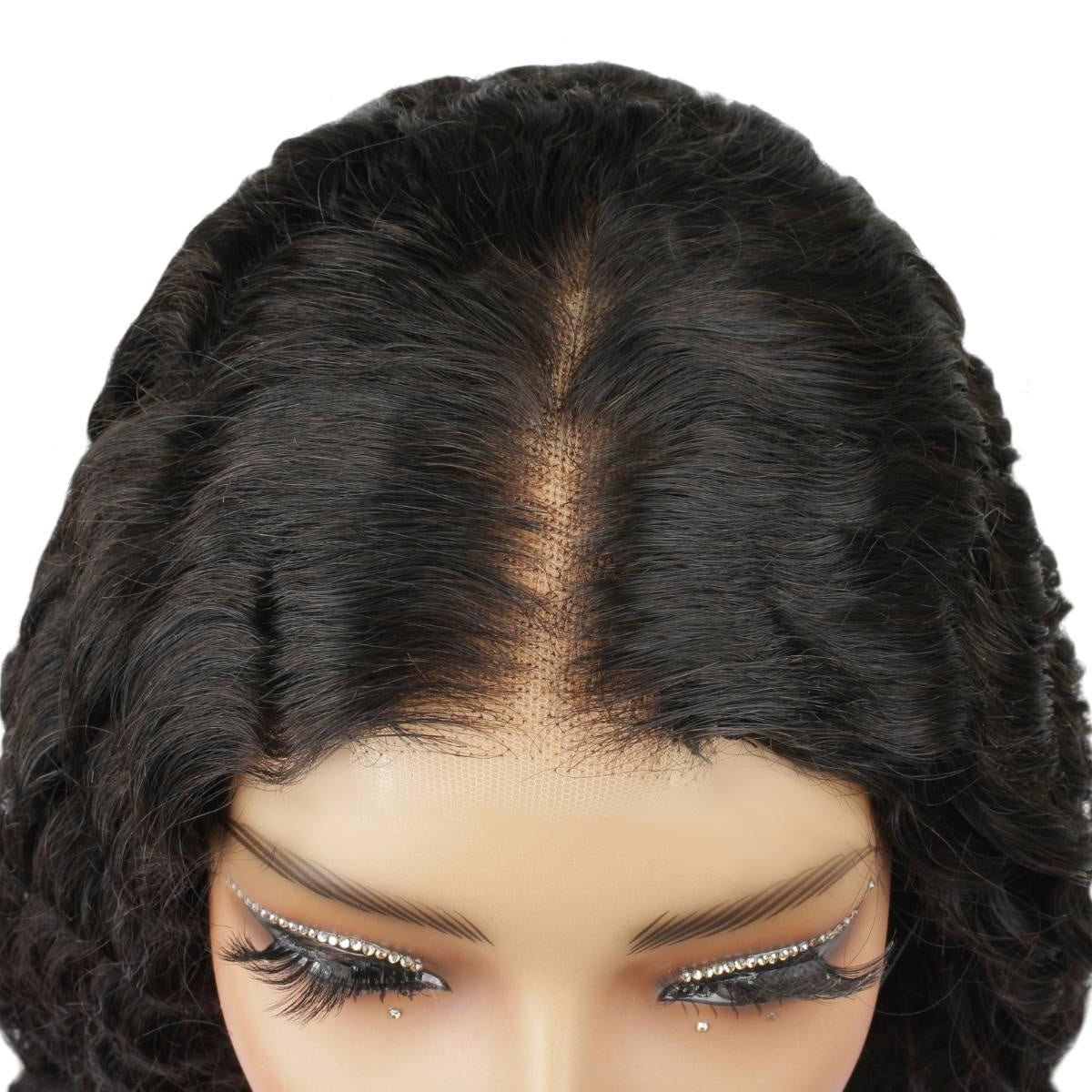 Glueless Deep Wave 2x6 HD Lace Closure Wig - lace closure parting close-up