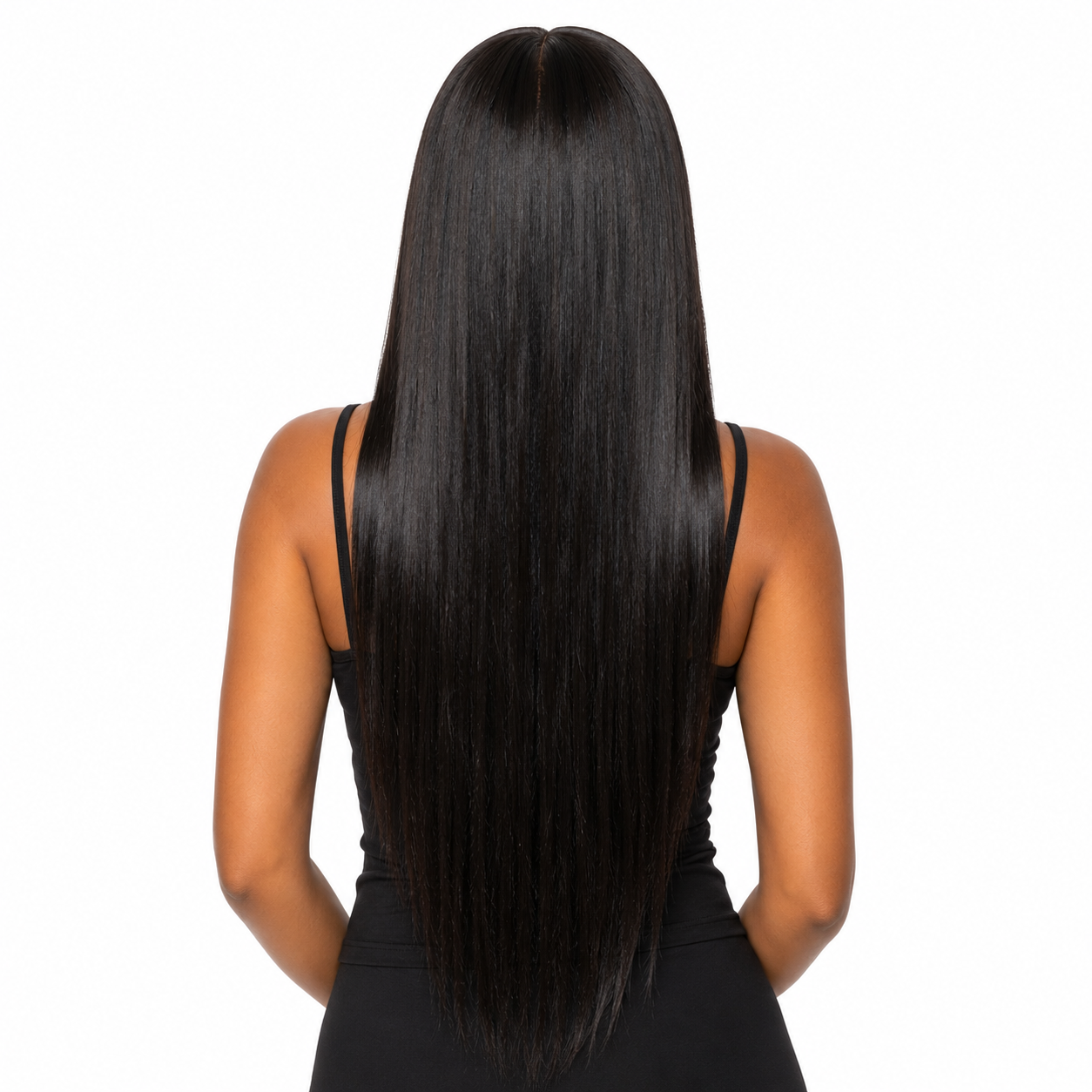 Glueless Straight 2x6 HD Lace Closure Wig - back view, length straightened