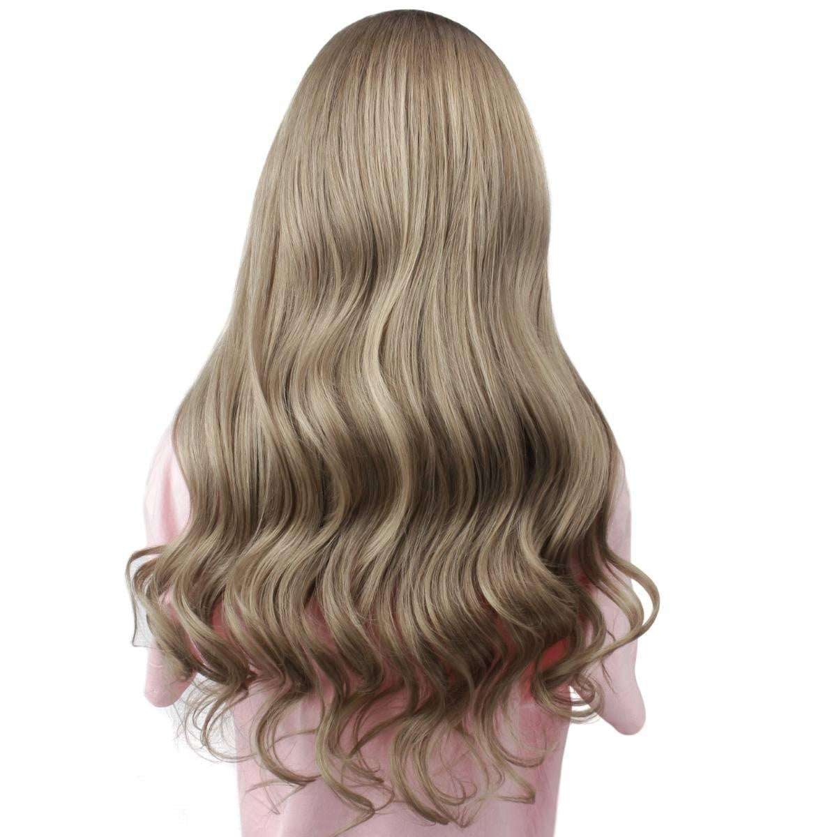 Raw Body Wave Glueless 5x5 HD Lace Closure Wig - Chocolate Brown / Platinum Blonde Ombre (4/60) - ash blonde body wave, long, back view